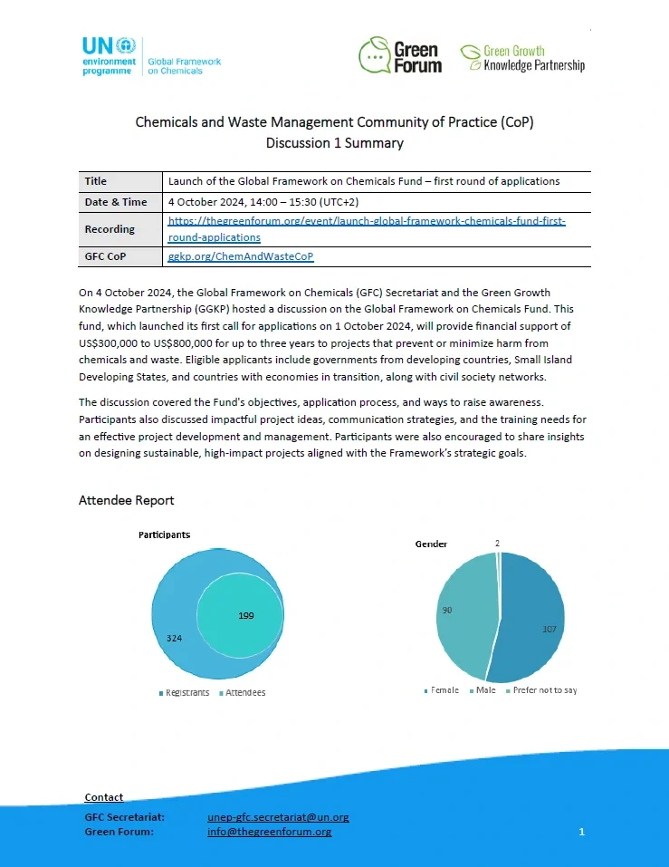GFC CoP discussion 1 summary